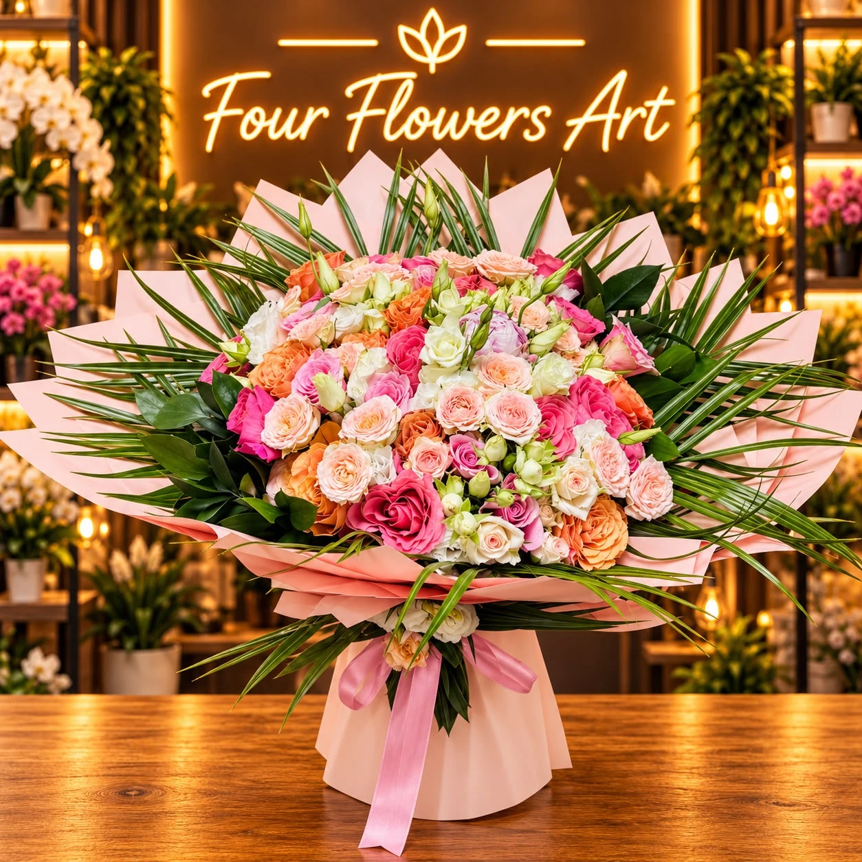 Mega Boy Premium Karma Gül ve Lisianthus VIP Buketi